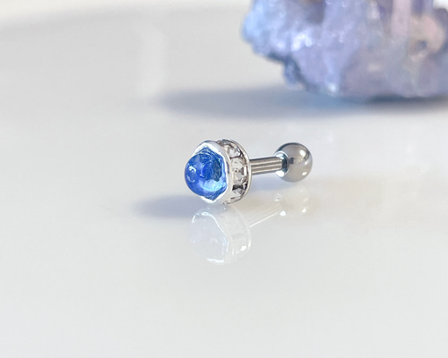 澄んだ青の石 カイヤナイト 藍晶石 天然石 ボディピアス 14G 16G 18G