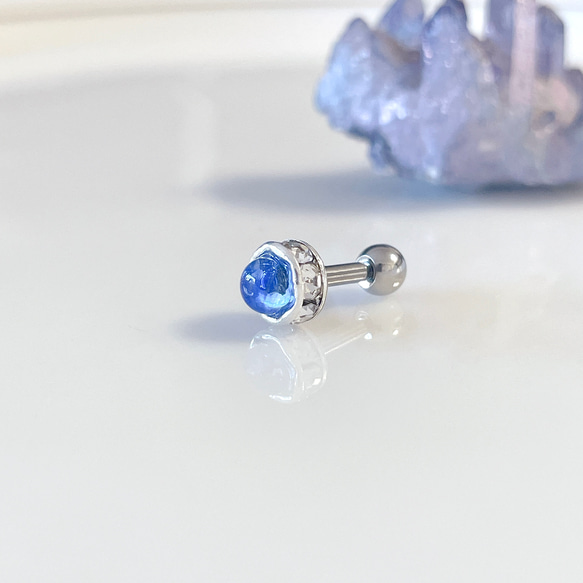 澄んだ青の石 カイヤナイト 藍晶石 天然石 ボディピアス 14G 16G 18G