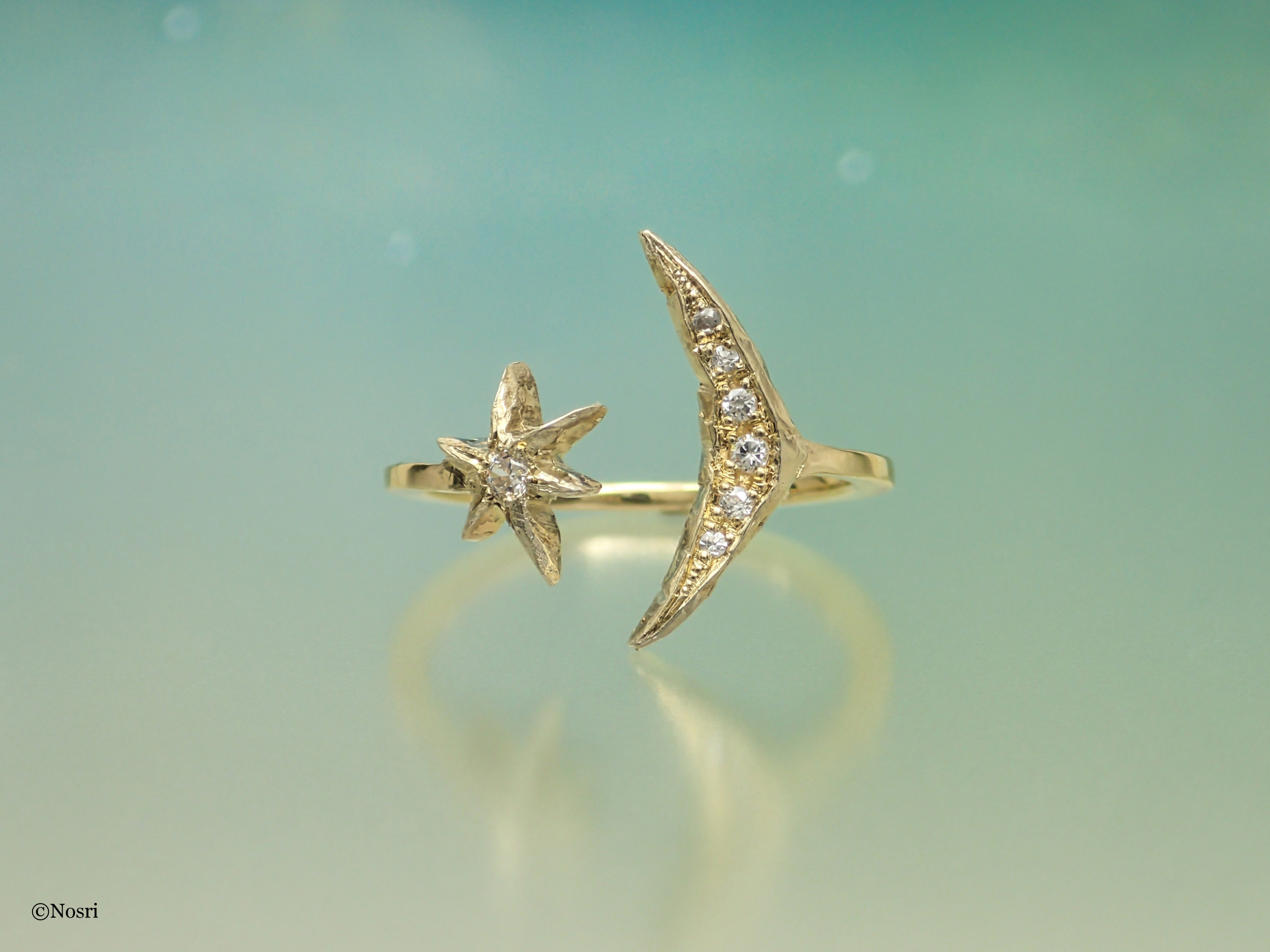 ₊*̥ 三日月と星の指輪 (ルビー) ‧˚₊*̥