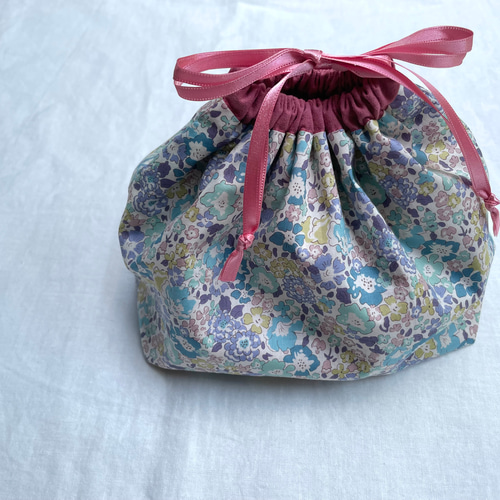リバティ　お弁当袋　ハンドメイド　035 リバティ 巾着 お弁当袋 お弁当巾着 / ミッシェル 選べるサイズ 弁当袋