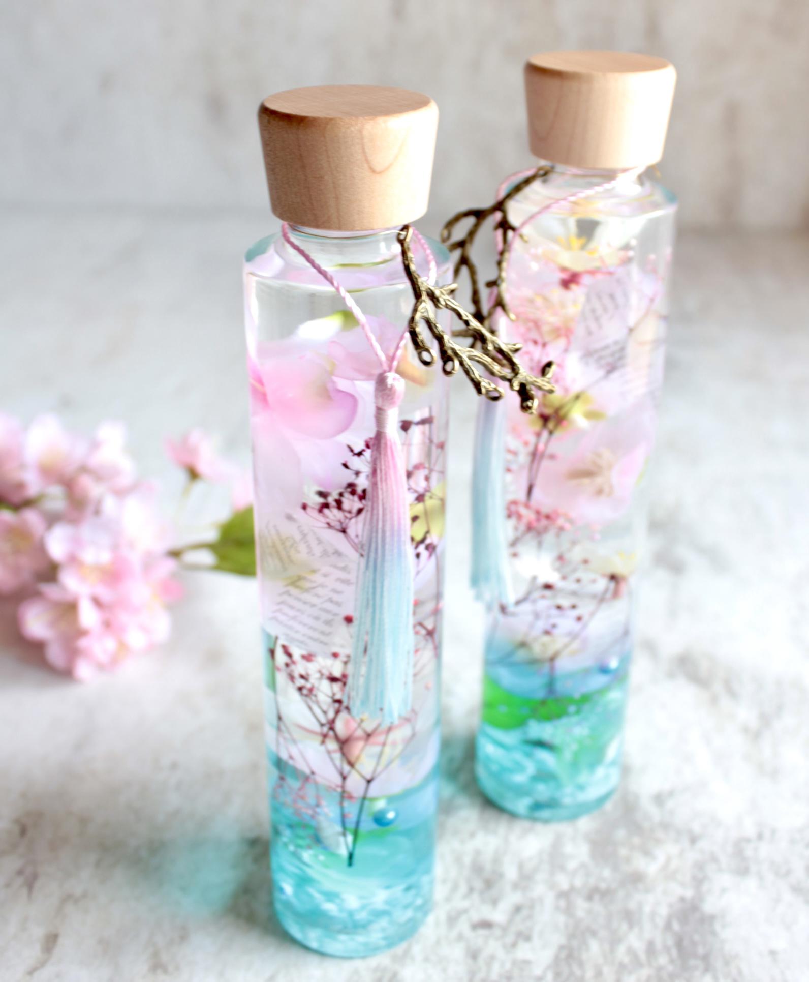 ◇ハーバリウム 189 桜のbottle *.:。✿*゜¨テーパーロング はやかっ