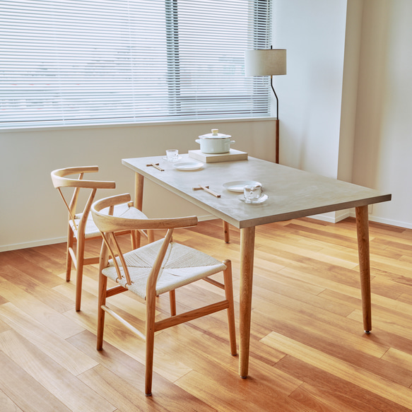 サイズが選べる」モールテックスダイニングテーブル（木製斜め脚オーク
