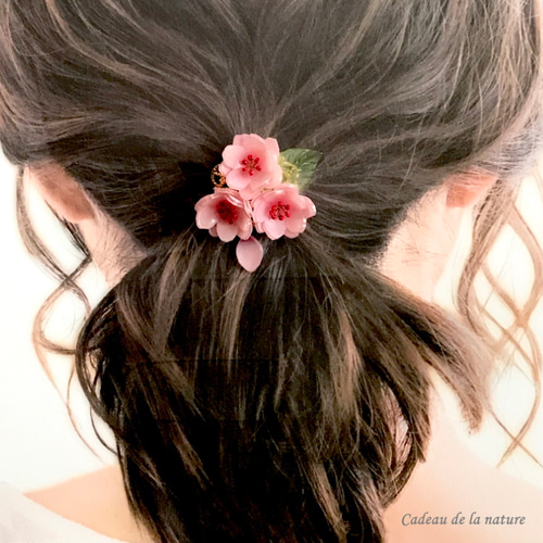 桃の花（モモの花）のポニーフック [八重咲き] その他ヘアアクセサリー