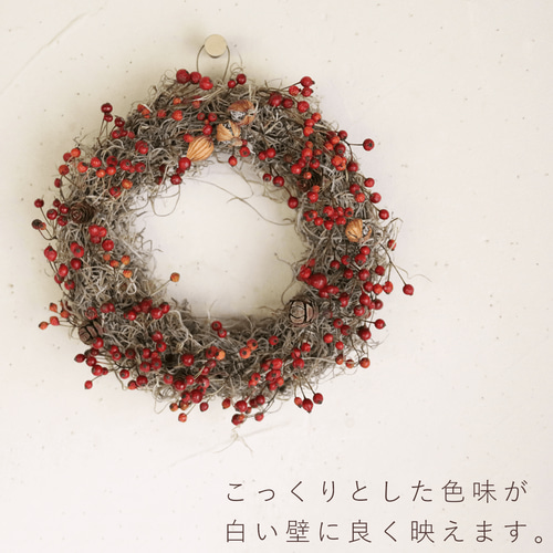 ドライフラワー】野バラの実のリース ◇大人気の赤い野バラの実 ドライフラワー】野バラの実のリース ◇大人気の赤い野バラの実