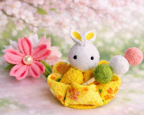 お花見 うさぎ ちりめん細工 桜 さくら お団子 可愛い かわいい つまみ