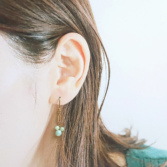 綠玉髓 [Chrysoprase] 漂亮的 3 粒耳環 第3張的照片