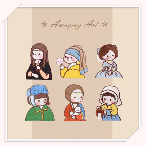 DX52 シール/刺繍アイロンワッペン 両用タイプ 世界の名画 西洋絵画