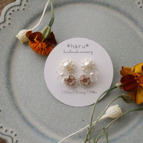 華やか刺繍を耳元に★25SS MACON&LESQUOY Nenuphars イヤリング ビーズ付き 刺繍イヤリング お洒落なデザインのアクセサリー
