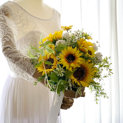 ウェディングブーケ　ひまわり　造花 ◇◇向日葵ブーケ◇ひまわりブーケ◇ウェディングブーケ