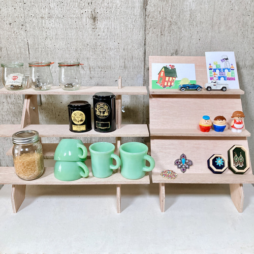 マルシェ台‼️組立式ディスプレイ 店舗什器 陳列棚 イベント什器 一台 商品ディスプレイ ひな壇3段/50幅/普通合板〈上質材〉 イベント什器