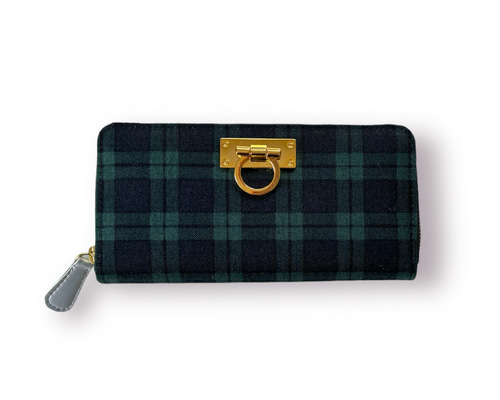 3ファスナーポケット/ 家計やりくり財布/チェック柄 長財布 Mimity