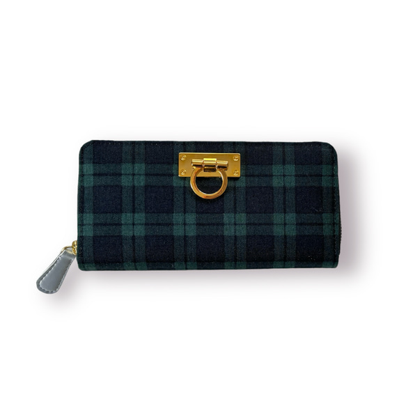 3ファスナーポケット/ 家計やりくり財布/チェック柄 長財布 Mimity