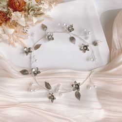 flower pearl ヘッドドレス　gold/silver 小枝アクセサリー 6枚目の画像