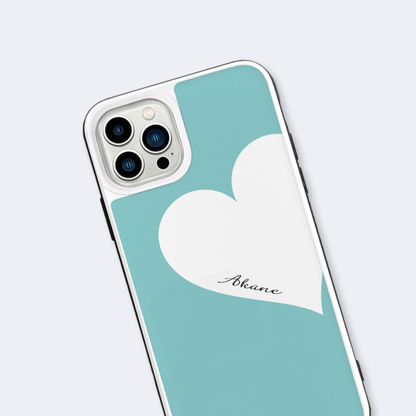 Big Heart♡ターコイズブルー　強化ガラスケース　iPhoneケース 5枚目の画像