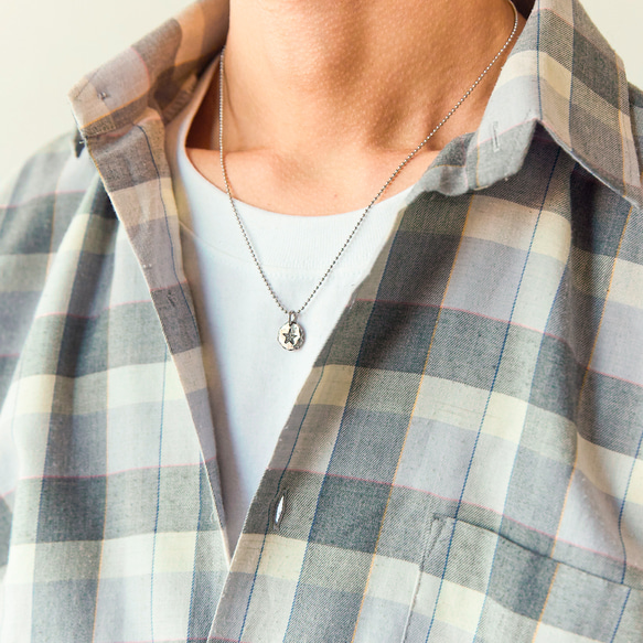 ◆錫 (スズ) × silver ネックレス【Stamped Tin Necklace #Hemp】 10枚目の画像