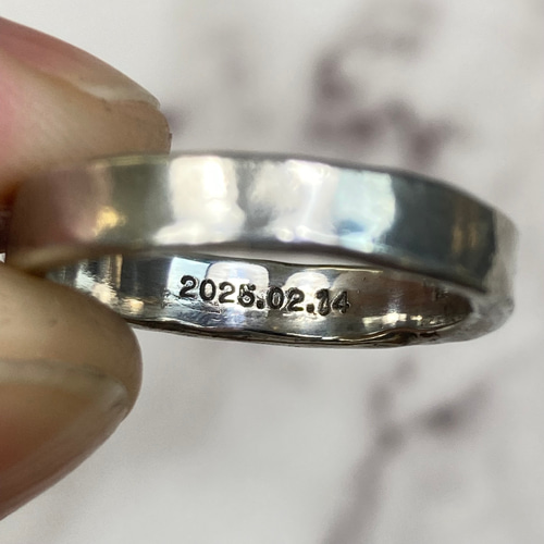 錫 (スズ) × silver リング【Narrow Plate Tin Ring 】刻印 名