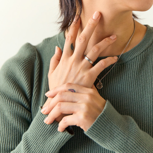 錫 (スズ) × silver リング【Narrow Plate Tin Ring 】刻印 名