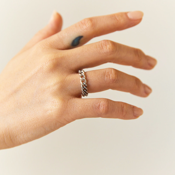 ◆silver×stainless リング【Chain Ring】 1枚目の画像