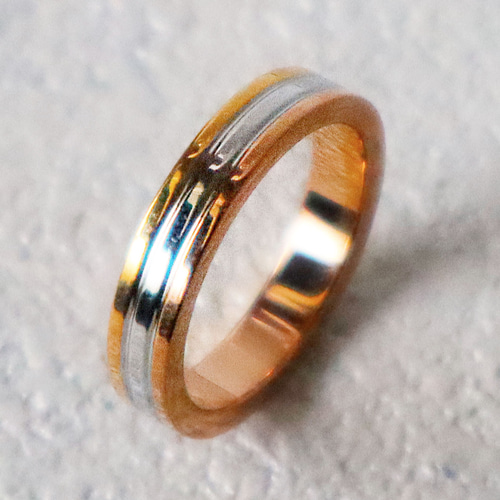 3層 リング ステンレスミックス 指輪 レディース ゴールド シルバー