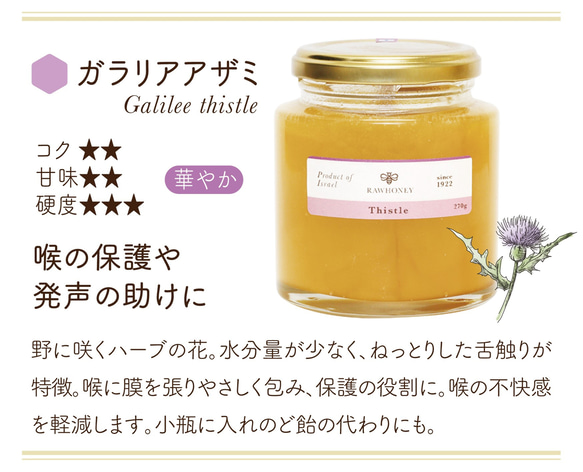 【 Raw Honey 】ガラリア アザミハニー〈M size_270g〉 3枚目の画像