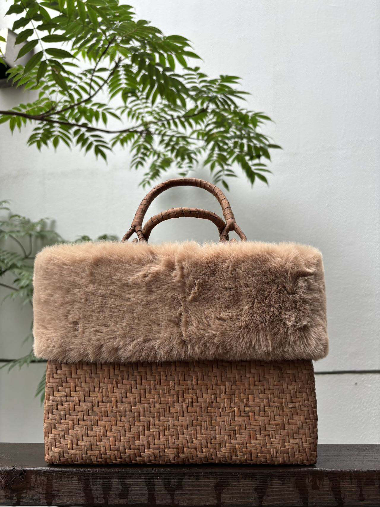 【秋冬】国産山葡萄 山葡萄かごバッグ 籠バッグ 細ひご 網代編み 内布あり