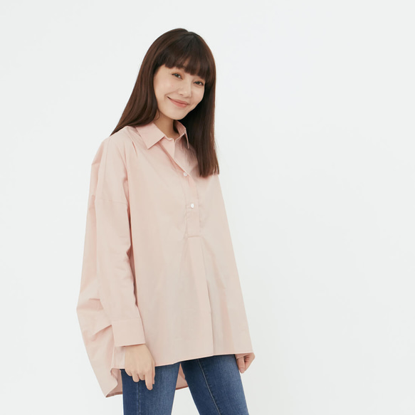 Natalie Pullover Wide Long Sleeves Shirt Top / Cherry Pink 2枚目の画像