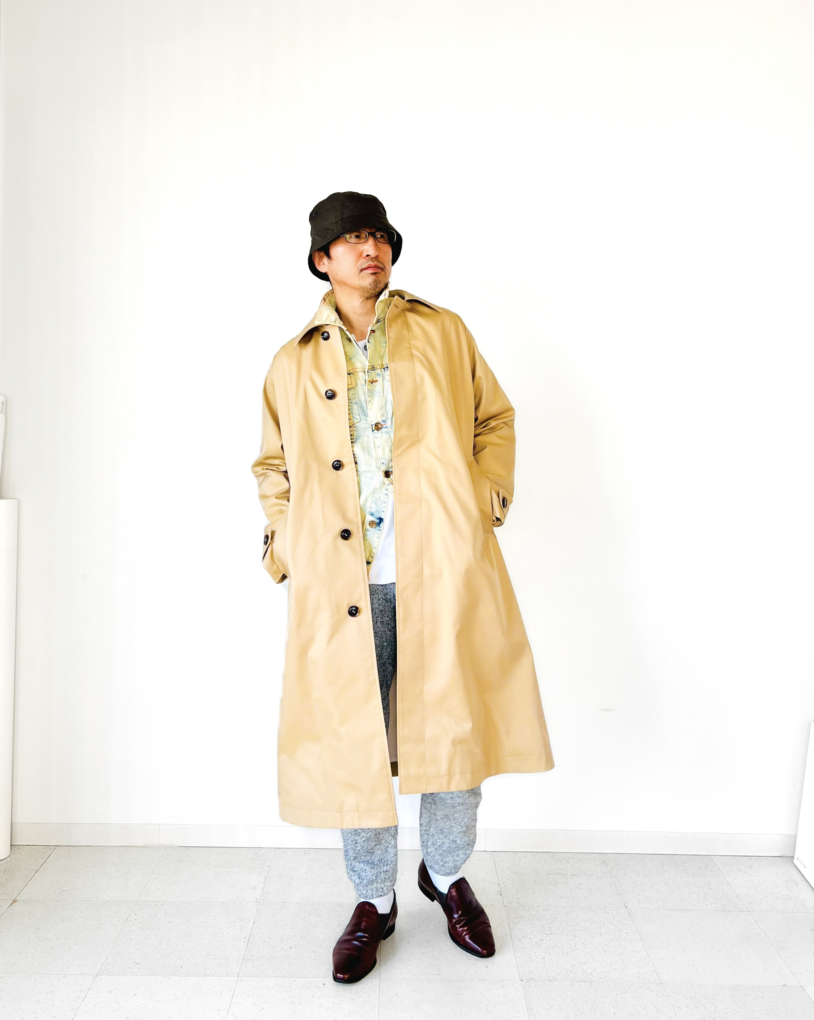 メンズ【men's】 nouvelle Ark  ギャバ　ステンカラーコート