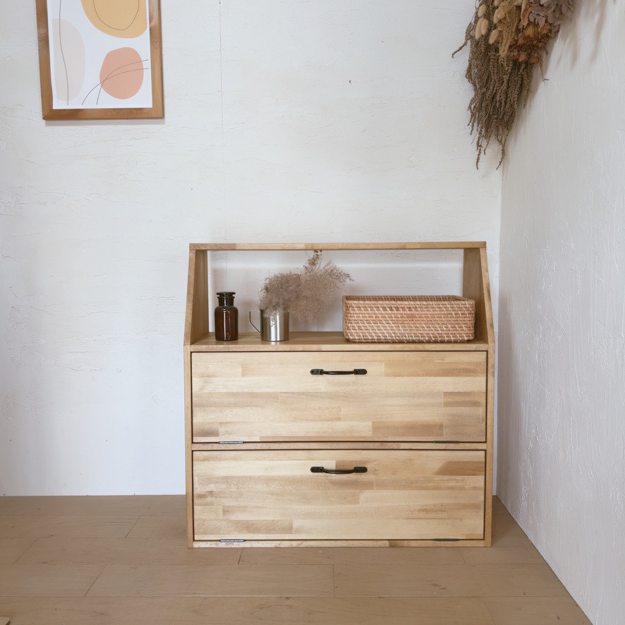 サイズ、デザインオーダー可！○2扉4段キャビネット○ナチュラル