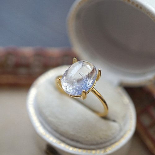 希少石【10×8】デュモルチェライトインクォーツRing〈18kgp