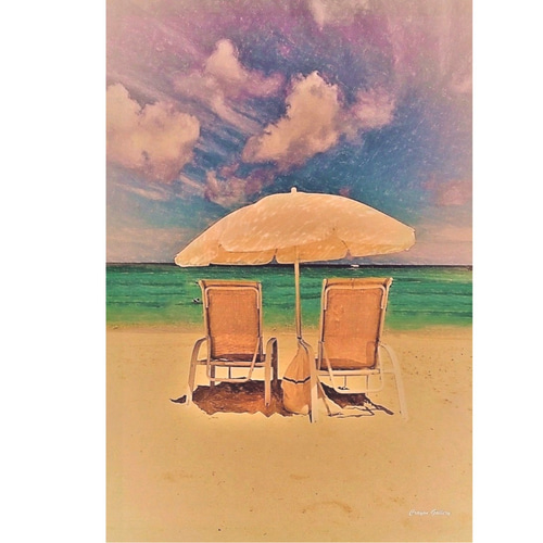 南国の風景画 送料無料】南国の風景☆BEACH No.205 フレーム付 A4サイズ 写真