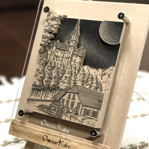 オーダーメイド【木アート画】Sサイズ（額含む）～手描き＆立体