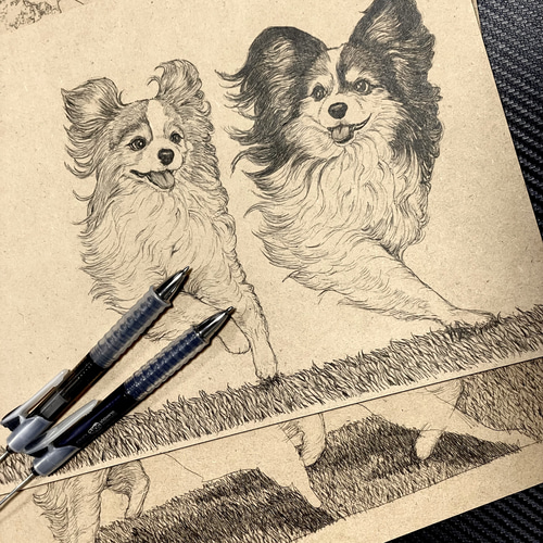 オーダーメイド【木アート画】ペットL（額含む）～手描き＆立体