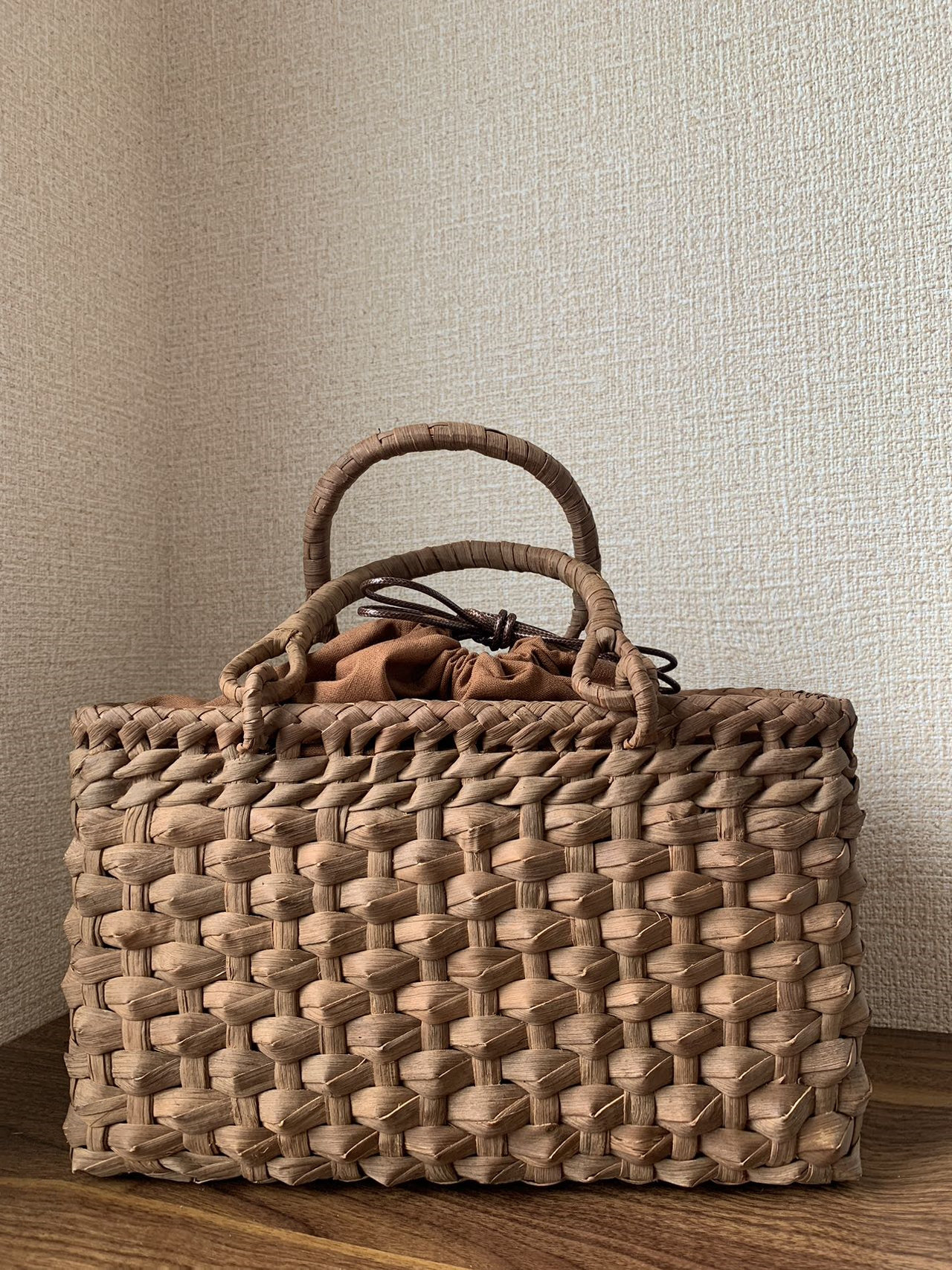 国産山葡萄 山葡萄かごバッグ 手作り 籠バッグ ダイヤモンド編み