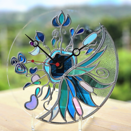 受注：グラスアート時計『ティンカーベル』アクリル 掛け時計