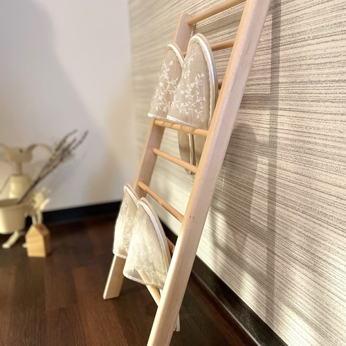 壁に立てかけるスリッパラック＊メープル材＊】4足分／省スペース