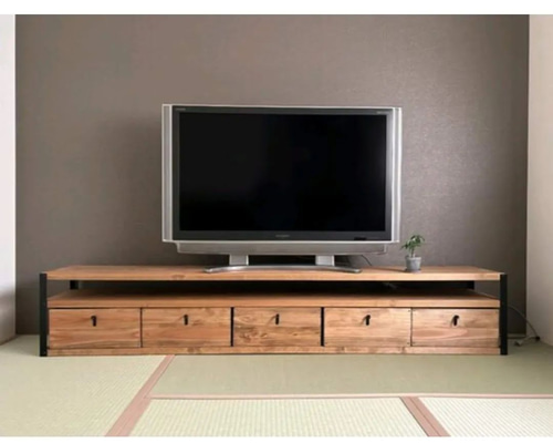 【定価33,770円】ブラウン　木製　アイアン　テレビ台 引き出し付　ニコアンド 定価33,770円】ブラウン 木製 アイアン テレビ台 引き出し付