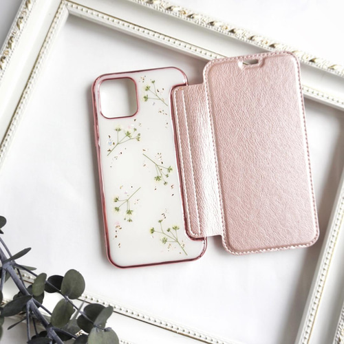 自分で選べる！ほぼ全機種対応スマホケース❁】小さなかすみ草の