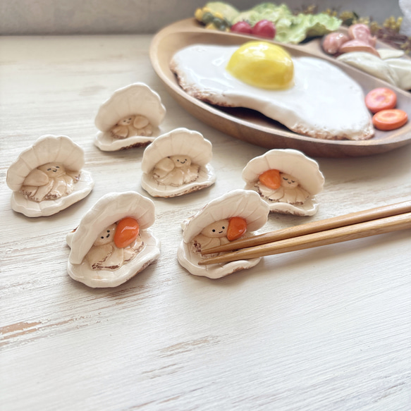 てふ✳︎貝殻✳︎クリスマス✳︎モチーフ箸置き4個セット 再販】帆立貝