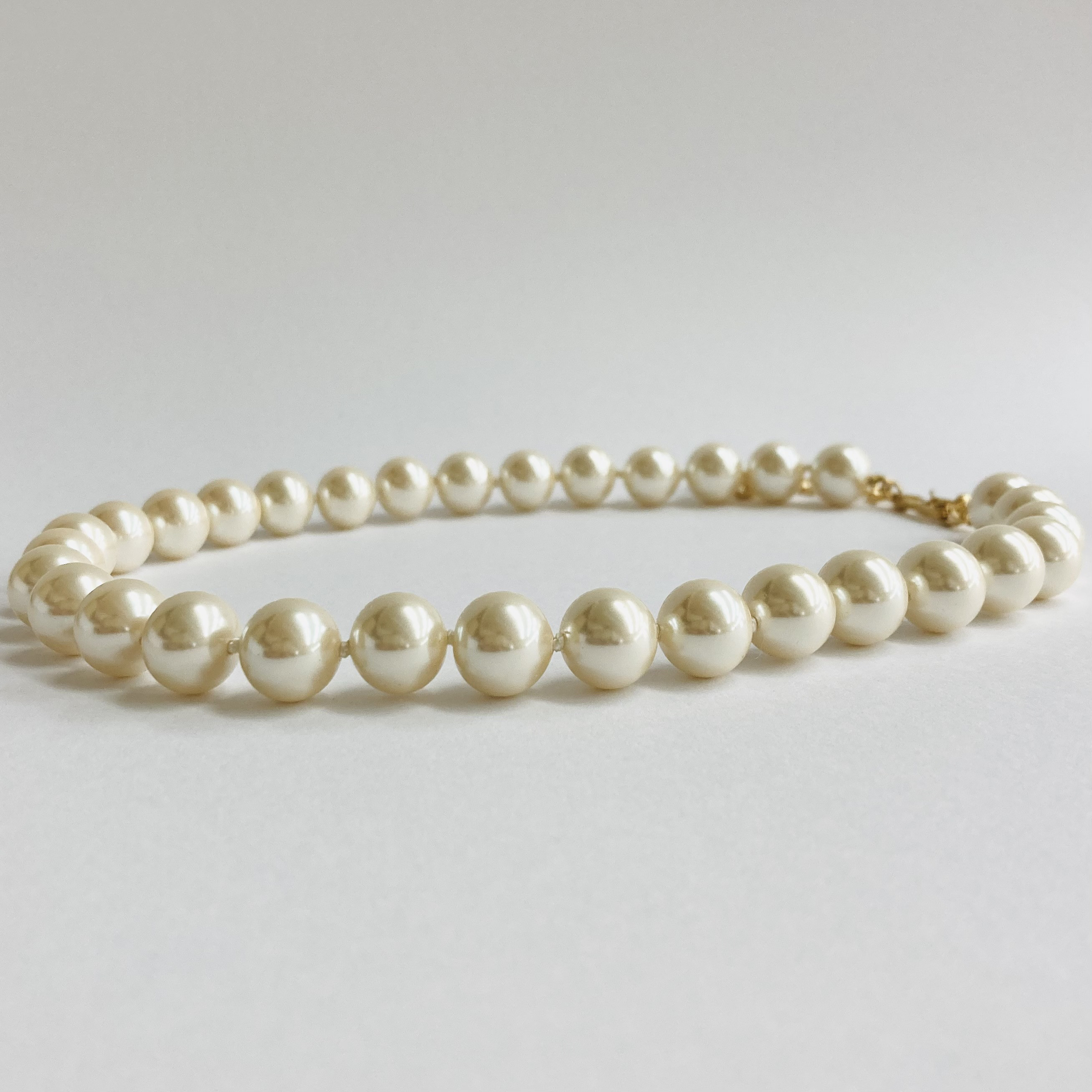 ガラスパールオールノットネックレス/12mm約42cm/クリーム/G/made in japan