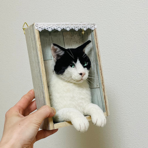 送料無料【オーダーメイドでお作りします】羊毛フェルト 猫の壁掛け