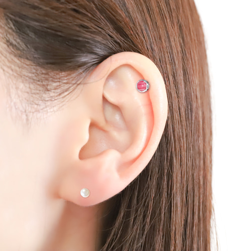 ピンクオーシャンジャスパー 珊瑚 フラミンゴ 天然石 ボディピアス 14G