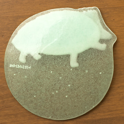 【ガラス】動物小皿 ハリネズミ ミントグリーン 4枚目の画像
