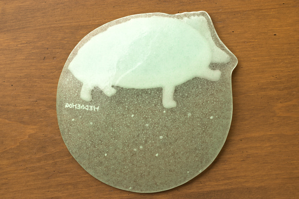 【ガラス】動物小皿 ハリネズミ ミントグリーン 4枚目の画像