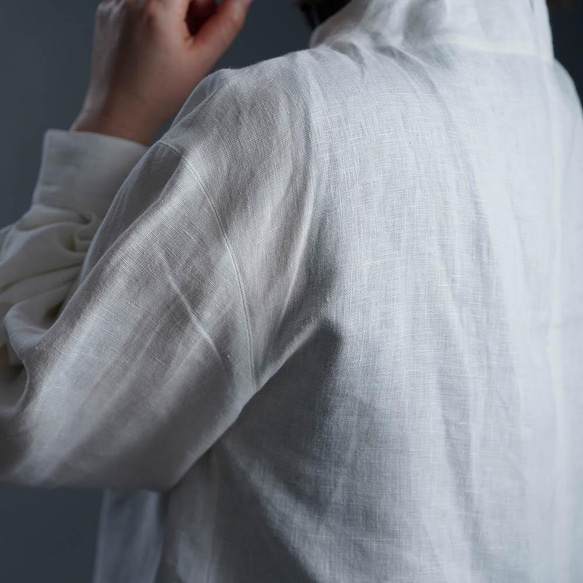 【wafu】Linen Top ボトルネック トップス / ホワイト t004d-wht2 8枚目の画像