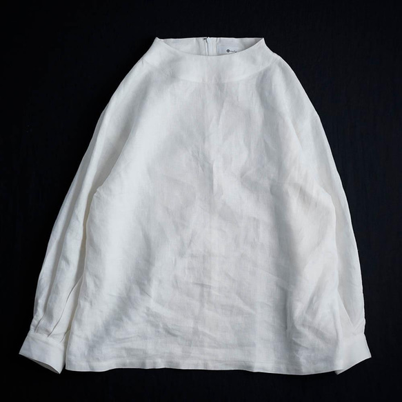 【wafu】Linen Top ボトルネック トップス / ホワイト t004d-wht2 9枚目の画像