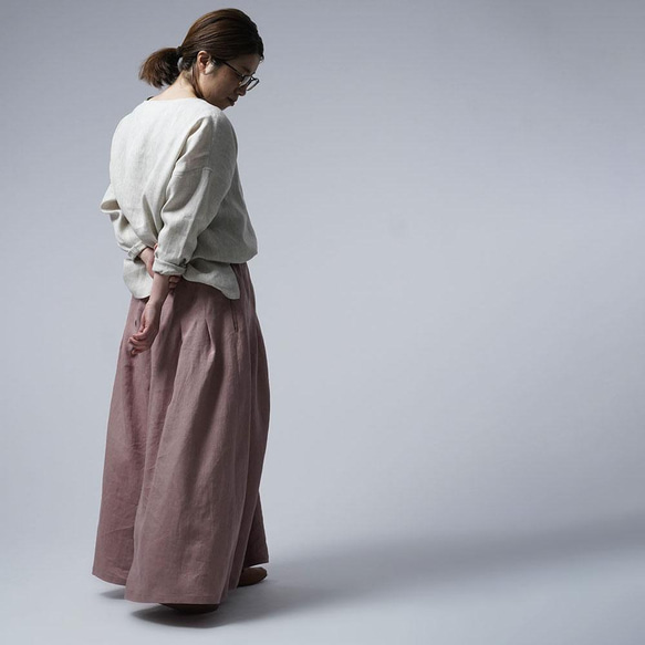 【wafu】Linen Pants 袴(はかま)パンツ/蘇芳香(すおうこう) b002k-sok1 2枚目の画像