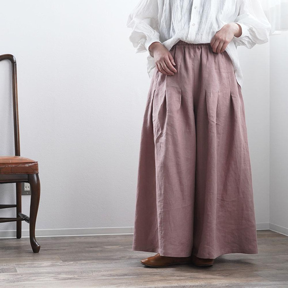 【wafu】Linen Pants 袴(はかま)パンツ/蘇芳香(すおうこう) b002k-sok1 6枚目の画像