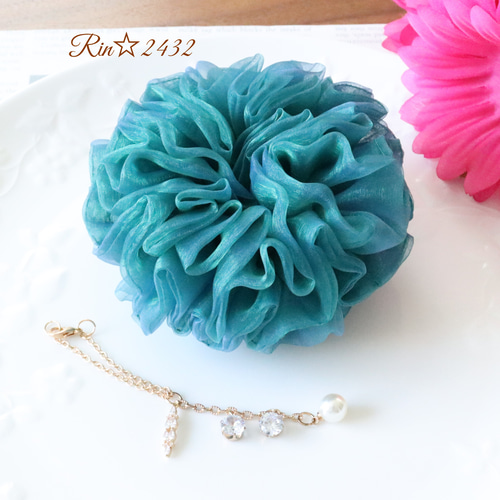 SALE♡ハンドメイド♡オーガンジーフリルポニークリップ② ヘアクリップ 「LA MUE」オーガンジーフリルバナナクリップ