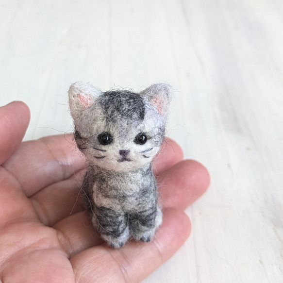 □受注制作 羊毛フェルトの小さな子猫(アメショー) 猫グッズ 猫雑貨