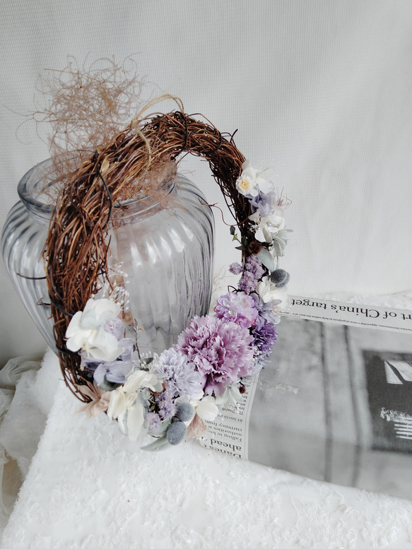 【2024母の日ギフト】カーネーション　リース　ハーフリース　お祝い　花の贈り物　フラワーギフト　花のある暮らし 10枚目の画像